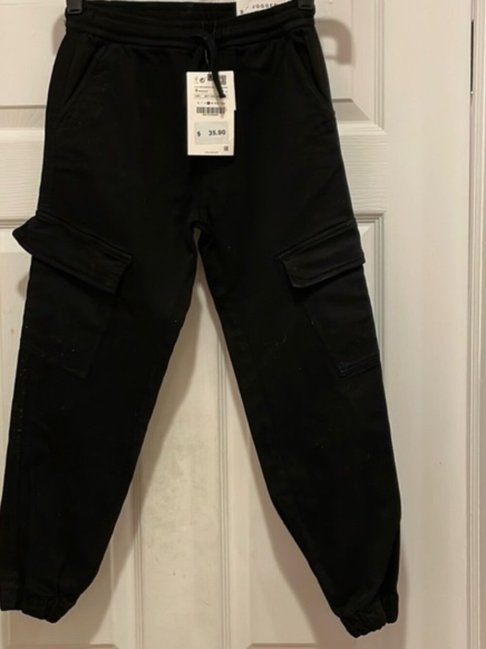 NWT ZARA BOYS size 9 SUPERELASTIC BLACK DRAWSTRING JOGGERS  W/POCKETS
